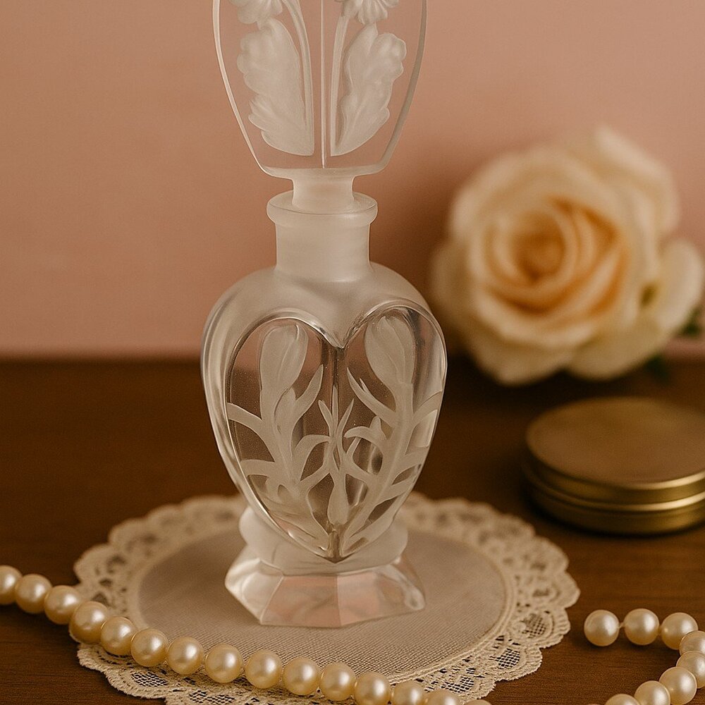 Vintage HolmSpray Crystal Perfume Bottle – Frosted Floral Stopper